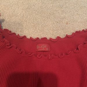 Cute Red Off the Shoulder Brandy Top